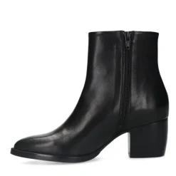 Manfield Zwarte leren enkellaarsjes^DAMES Enkellaarsjes