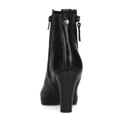 Manfield Zwarte leren enkellaarsjes met hak^DAMES Enkellaarsjes