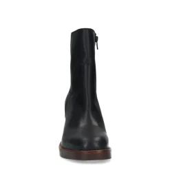 Manfield Zwarte leren enkellaarsjes met hak^DAMES Enkellaarsjes