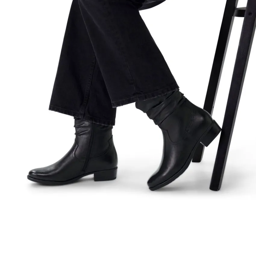 No Stress Zwarte leren enkellaarsjes met hak^DAMES Enkellaarsjes