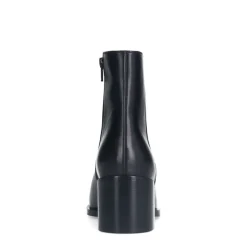 Manfield Zwarte leren enkellaarsjes met hak^DAMES Enkellaarsjes