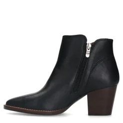 Manfield Zwarte leren enkellaarsjes^DAMES Enkellaarsjes