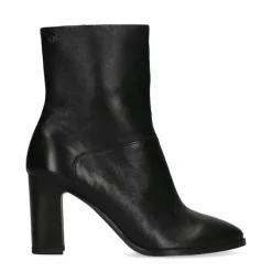 No Stress Zwarte leren enkellaarsjes met hak^DAMES Enkellaarsjes