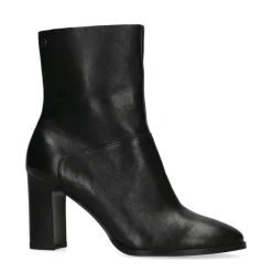 No Stress Zwarte leren enkellaarsjes met hak^DAMES Enkellaarsjes