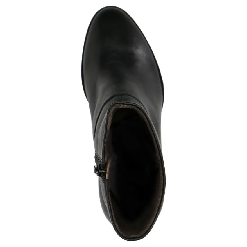 No Stress Zwarte leren enkellaarsjes met hak^DAMES Enkellaarsjes