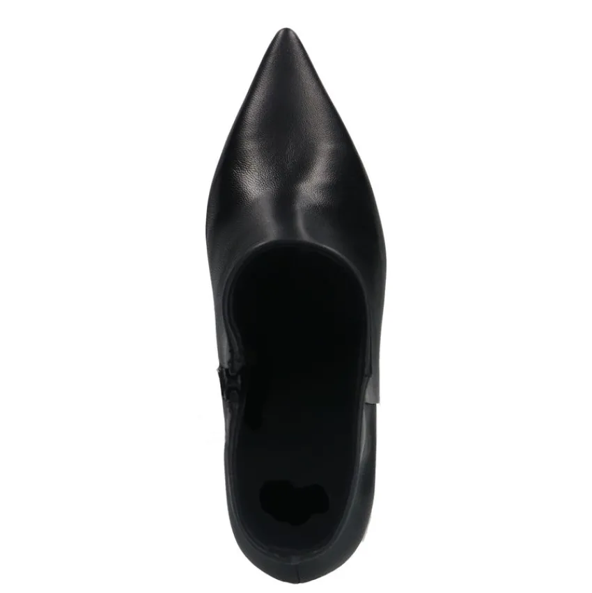 Manfield Zwarte leren enkellaarsjes met hak^DAMES Enkellaarsjes