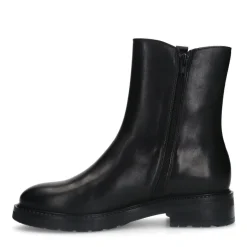 Manfield Zwarte leren enkellaarsjes^DAMES Enkellaarsjes