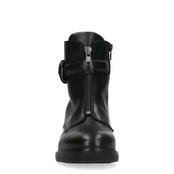 Manfield Zwarte leren enkellaarsjes^DAMES Enkellaarsjes