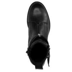 Manfield Zwarte leren enkellaarsjes^DAMES Enkellaarsjes