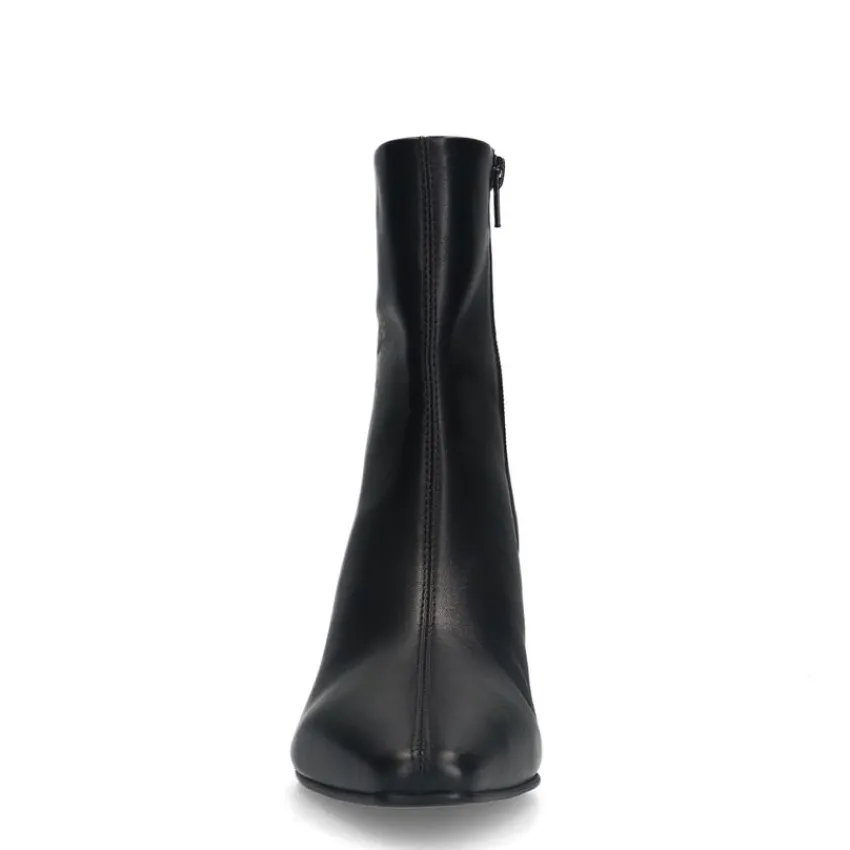 Manfield Zwarte leren enkellaarsjes met hak^DAMES Enkellaarsjes