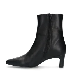 Manfield Zwarte leren enkellaarsjes met hak^DAMES Enkellaarsjes