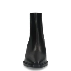 Manfield Zwarte leren enkellaarsjes met hak^DAMES Enkellaarsjes