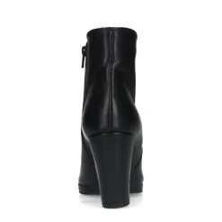 Manfield Zwarte leren enkellaarsjes met hak^DAMES Enkellaarsjes