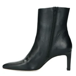 Manfield Zwarte leren enkellaarsjes met hak^DAMES Enkellaarsjes