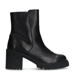 Manfield Zwarte leren enkellaarsjes^DAMES Enkellaarsjes