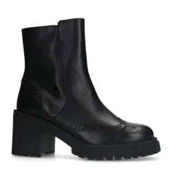 Manfield Zwarte leren enkellaarsjes^DAMES Enkellaarsjes