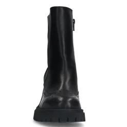 Manfield Zwarte leren enkellaarsjes^DAMES Enkellaarsjes