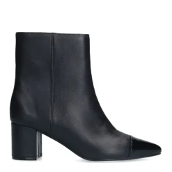 Manfield Zwarte leren enkellaarsjes met hak^DAMES Enkellaarsjes