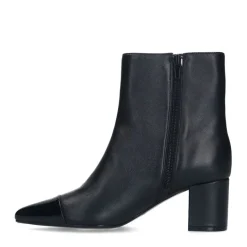 Manfield Zwarte leren enkellaarsjes met hak^DAMES Enkellaarsjes