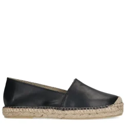 Manfield Zwarte leren espadrilles^DAMES Espadrilles
