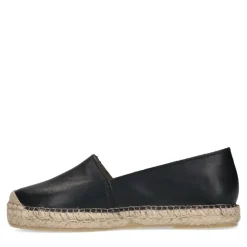 Manfield Zwarte leren espadrilles^DAMES Espadrilles