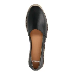 Manfield Zwarte leren espadrilles^DAMES Espadrilles