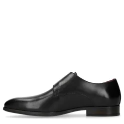 Manfield Zwarte leren gespschoenen^Heren Gespschoenen