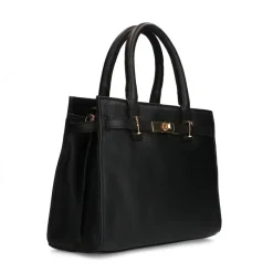 Manfield Zwarte leren handtas^ Handtassen