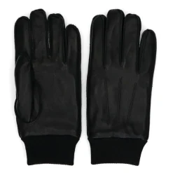 Manfield Zwarte leren heren handschoenen^ Handschoenen