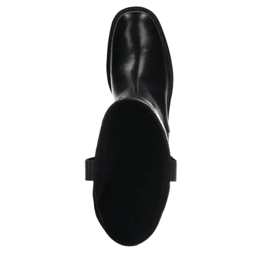 Manfield Zwarte leren hoge laarzen^DAMES Laarzen