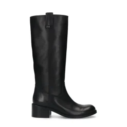 Manfield Zwarte leren hoge laarzen^DAMES Laarzen