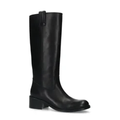 Manfield Zwarte leren hoge laarzen^DAMES Laarzen