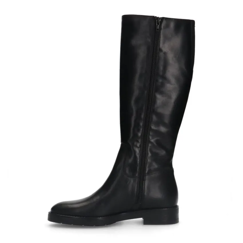 Manfield Zwarte leren hoge laarzen^DAMES Laarzen