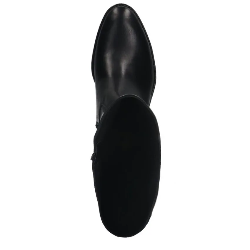 Manfield Zwarte leren hoge laarzen^DAMES Laarzen