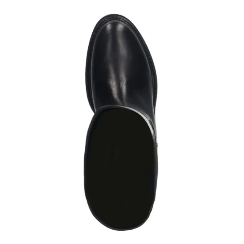 Manfield Zwarte leren hoge laarzen^DAMES Laarzen