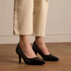 No Stress Zwarte leren klassieke pumps^DAMES Pumps