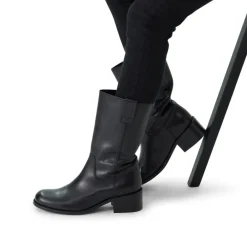 Manfield Zwarte leren laarsjes^DAMES Laarzen