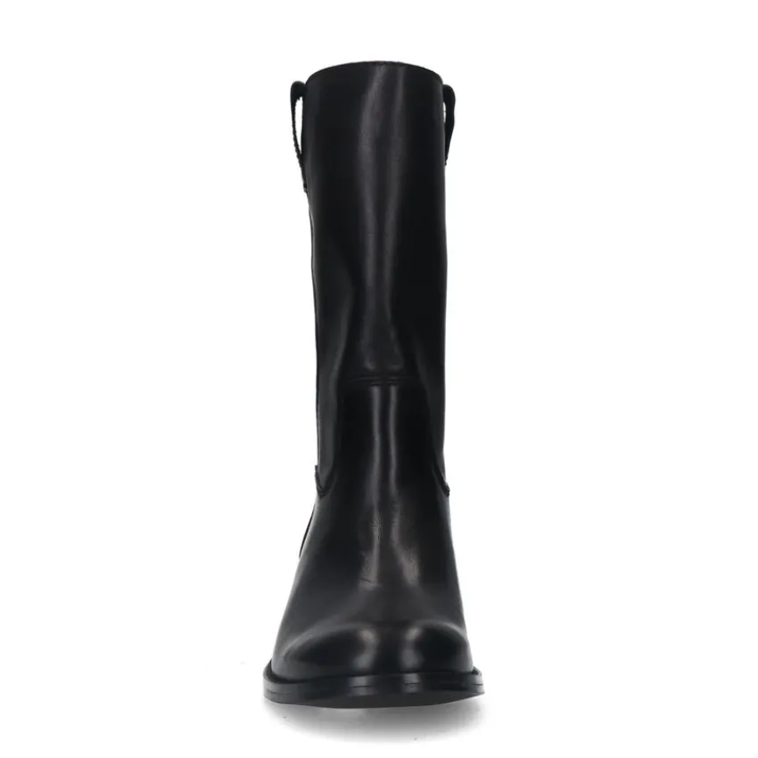 Manfield Zwarte leren laarsjes^DAMES Laarzen