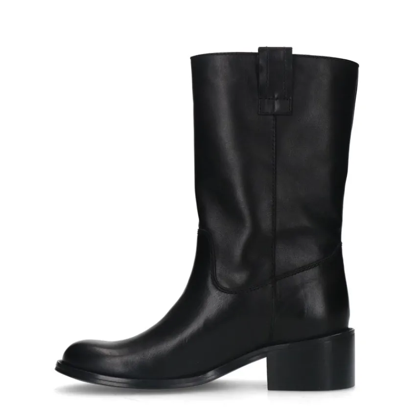 Manfield Zwarte leren laarsjes^DAMES Laarzen