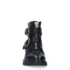 Manfield Zwarte leren laarsjes met gesp^DAMES Enkellaarsjes