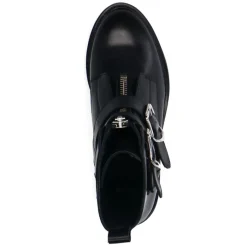 Manfield Zwarte leren laarsjes met gesp^DAMES Enkellaarsjes