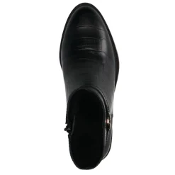 No Stress Zwarte leren laarsjes met crocoprint^DAMES Enkellaarsjes