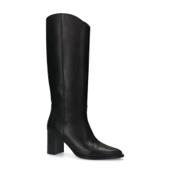 Manfield Zwarte leren laarzen met hak^DAMES Laarzen