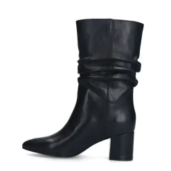 Manfield Zwarte leren laarzen met hak^DAMES Laarzen