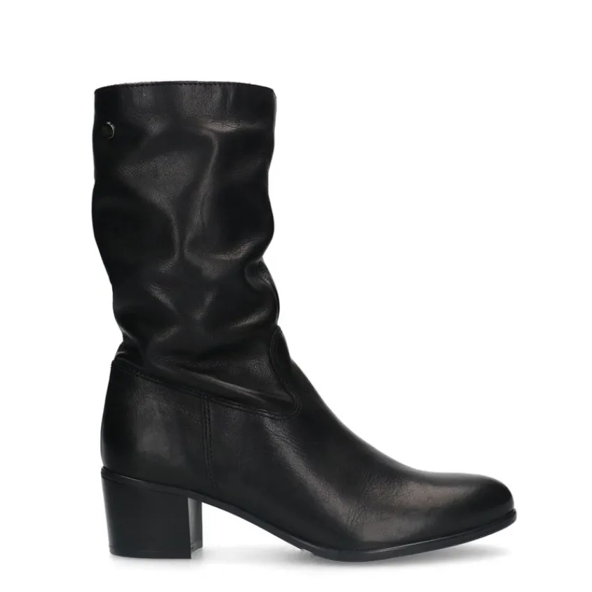 No Stress Zwarte leren laarzen met hak^DAMES Laarzen