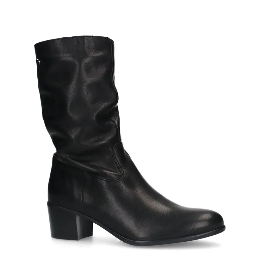 No Stress Zwarte leren laarzen met hak^DAMES Laarzen