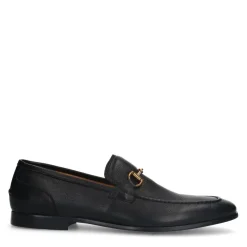 Manfield Zwarte leren loafers^Heren Loafers