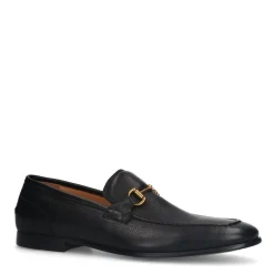 Manfield Zwarte leren loafers^Heren Loafers