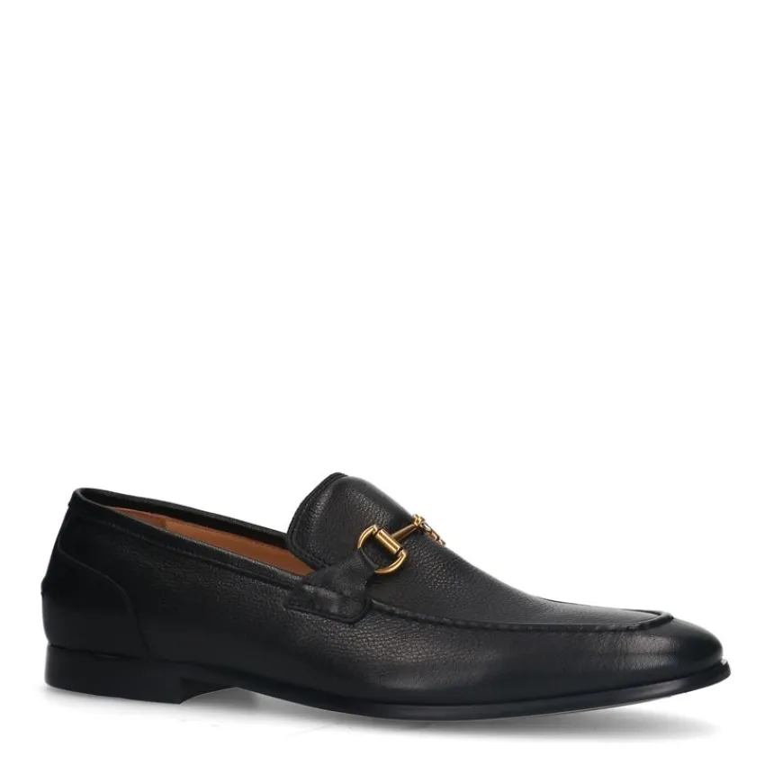 Manfield Zwarte leren loafers^Heren Loafers