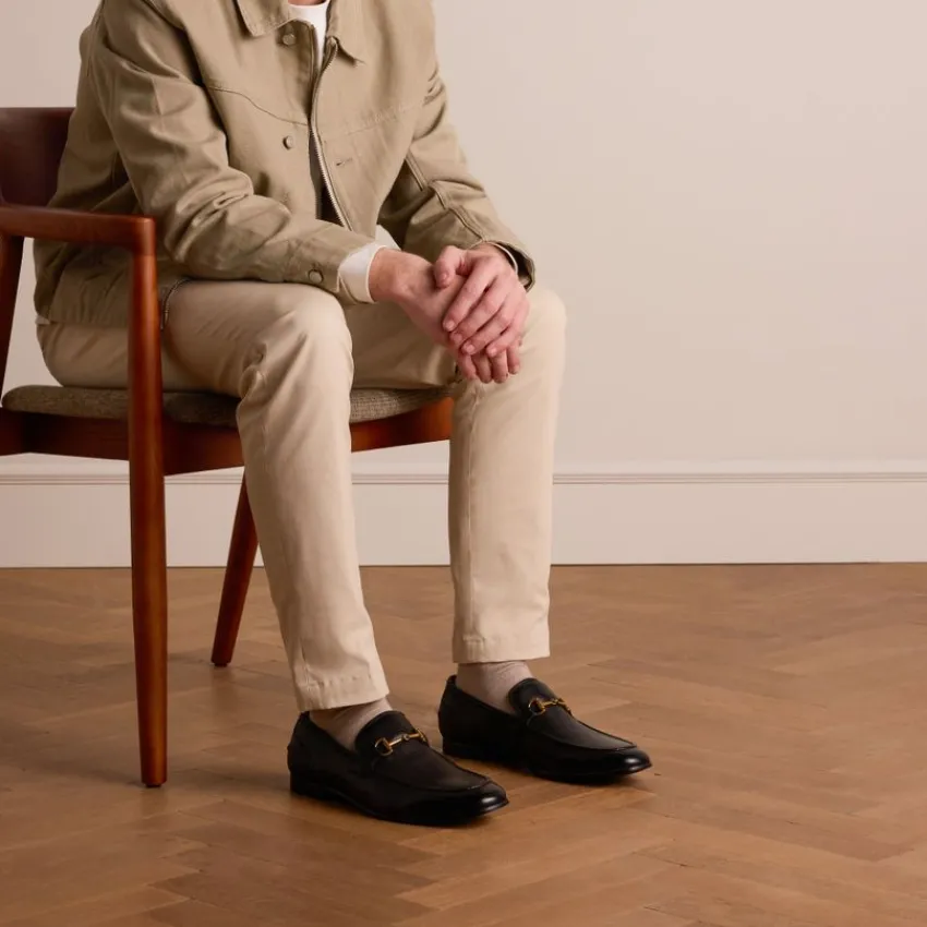 Manfield Zwarte leren loafers^Heren Loafers